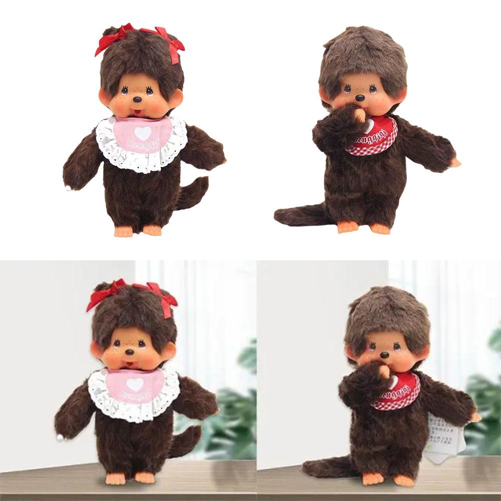 15/20cm Kawaii Mengqi Doll School Bag Pendant Decoration Girl Monkey Plush Doll Pp Cotton Birthday Toy Keychain DIY Gift Mochi