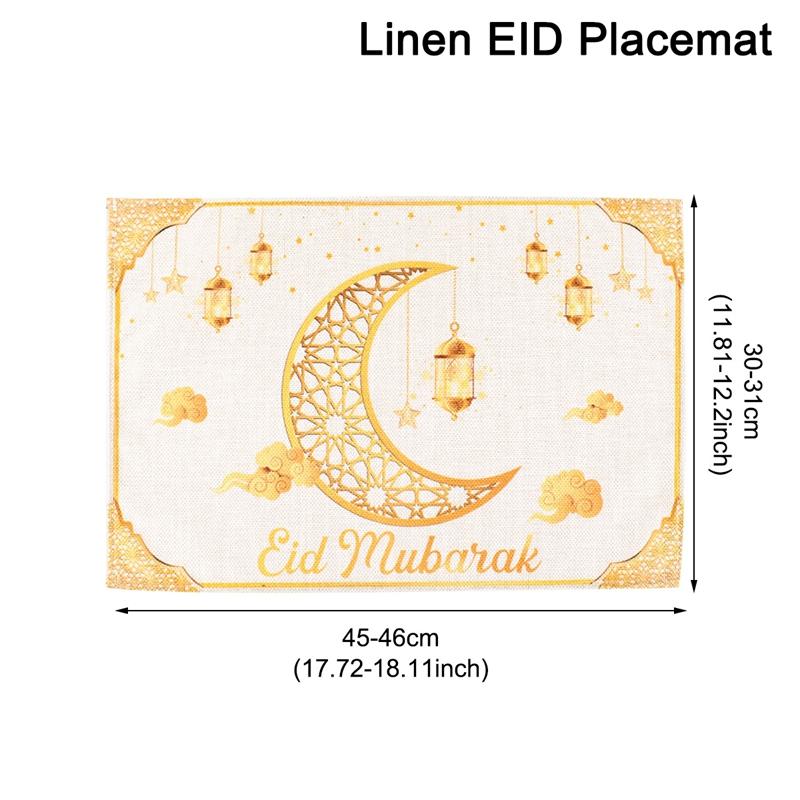 

Ramadan Kareem Star Moon Table Placemat Eid Mubarak Dining Mat Ramadan Decor for Home Islamic Muslim Eid Al-Fitr Party Supplies 1pc