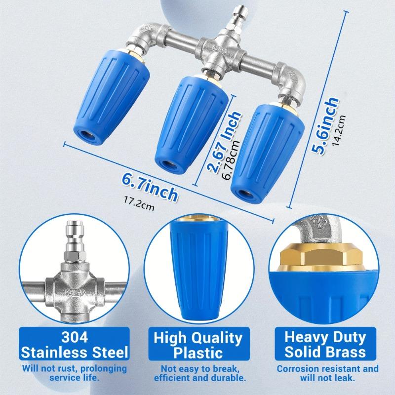 1 PC 4000 PSI Triple Turbo Nozzle Pressure Washer 360° Rotating with 1/4" Quick Connector 2.0 Orifice 3-in-1 Metal Nozzle for
