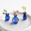 Yousheng Miniature Vase, Tiny Blue Glass Vase, Small Flower Holder, Cute Mini Vase for Miniature Houses DIY Refrigerator Magnets (Magnets Not