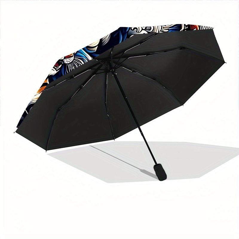 1pc Blue Dragon vs Tiger Cartoon Umbrella,Compact Umbrella, Suitable for Camping, Ideal Easter Birthday Gift for Family and Friends.N009