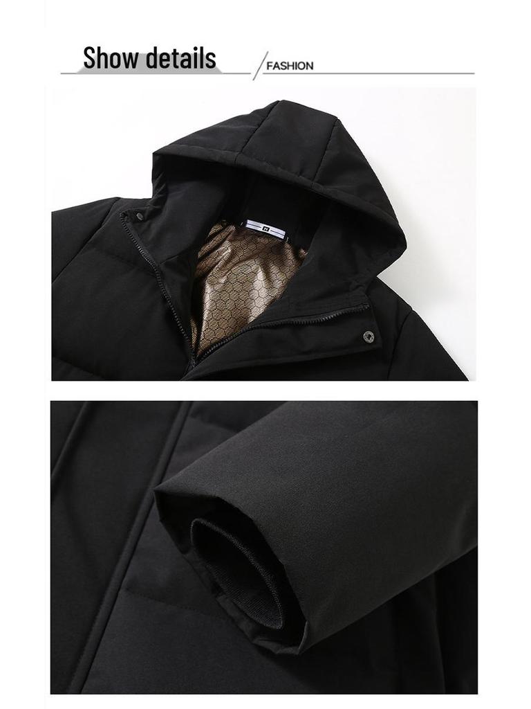 2025 Men's Mid-Length Korean Fashion Cotton Jacket - Youth Style, Thick & Warm Long Outerwear