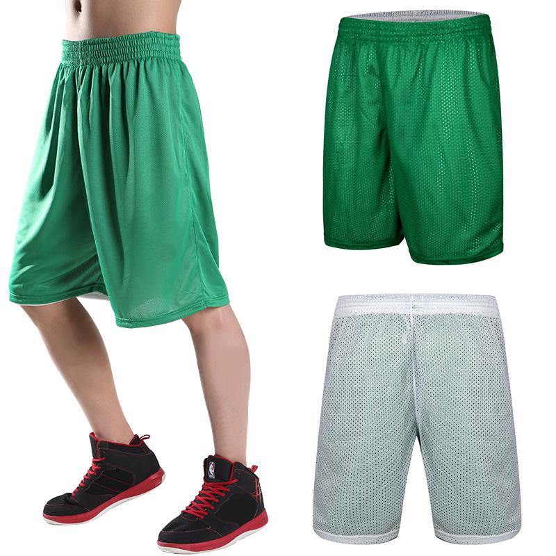 Men's Plus Size Breathable Double-Sided Basketball Shorts - Over-the-Knee, Loose Fit, Sweat-Absorbing, Trendy Sportswear.