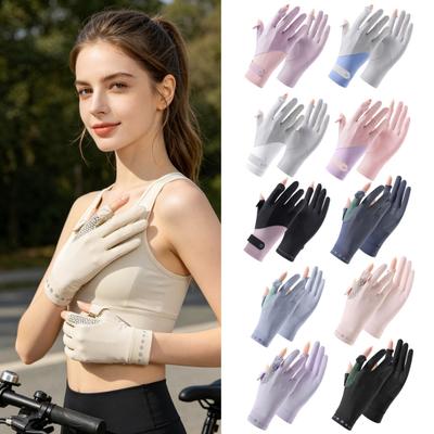 Summer Driving Gloves, Cooling Sun Protection Gloves, Full Finger UV Protection Gloves, with Anti-Slip Palm, Ultra Thin Ice Silk Gloves