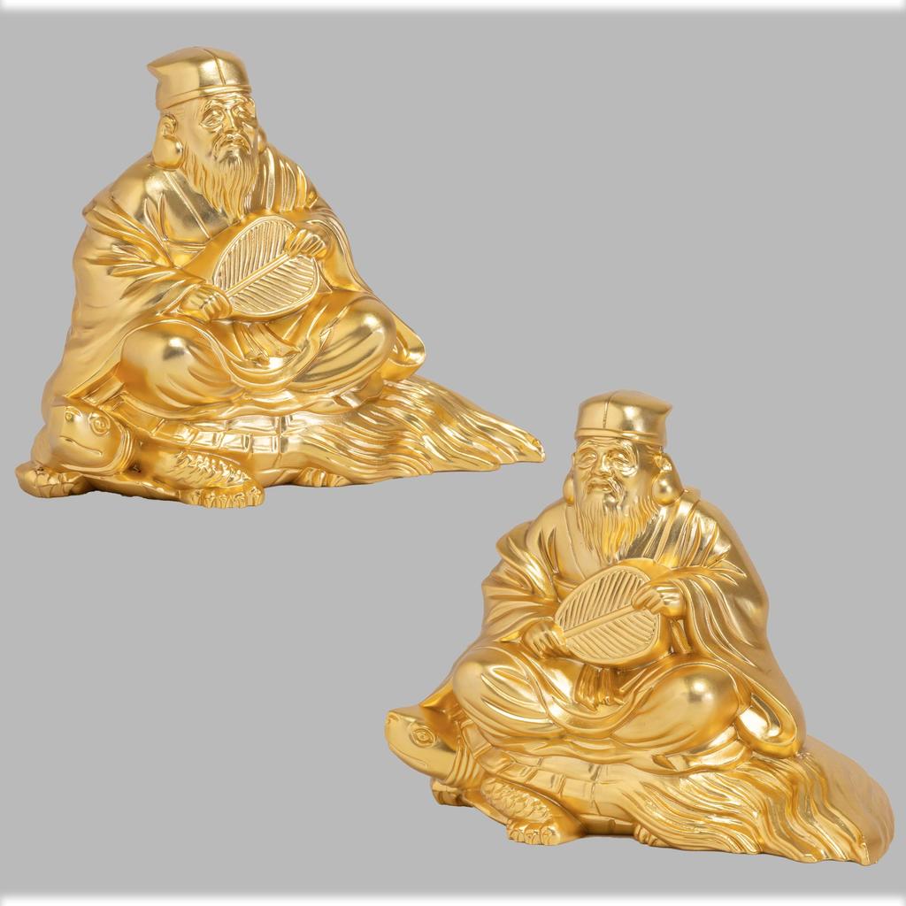 Good Luck Seven Lucky Gods Jurojin Buddhist Hideun Makita Statue Ornament Takaoka Copperware (Gold plated/24K) Sculptor Prototype_Buddha (Jurojin