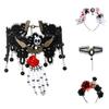 Headdress Bloodstained Veil Headband Halloween Skull Headband Fashion Skull Man Hairpin  Party