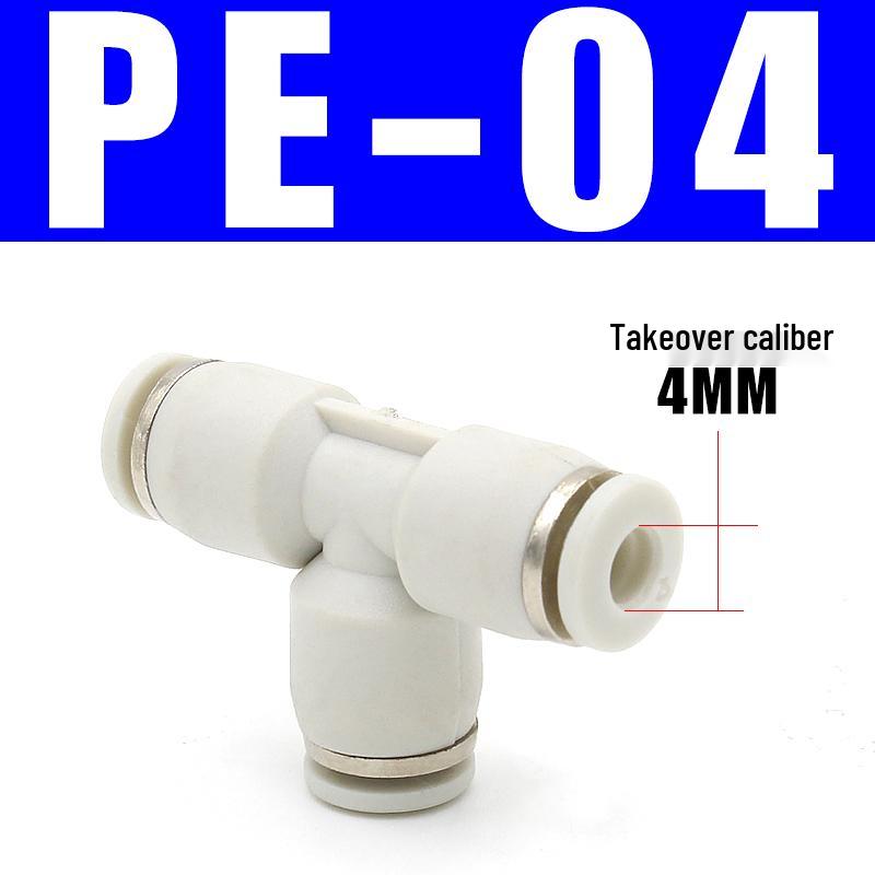 PU Pneumatic Quick Connect Air Hose Fittings, Straight & Three-Way, Sizes: 4/6/8/10/12/16mm