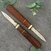 Rosewood Tea Knife with Damascus Steel Blade and Special Handle, 51g