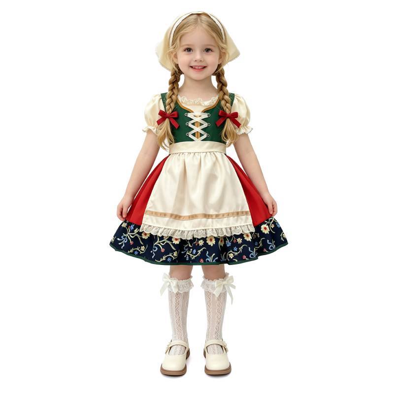 European Fairy Tale Girls Dirndl Costume For Oktoberfest And Stage Performances