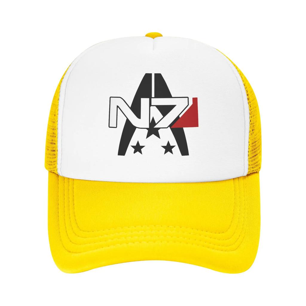 For Player Fans 2025 Mass Effect N7 Alliance Travel Mesh Baseball Caps Women Adult Male Beach Sunscreen Hat Hip Hop Trucker Cap