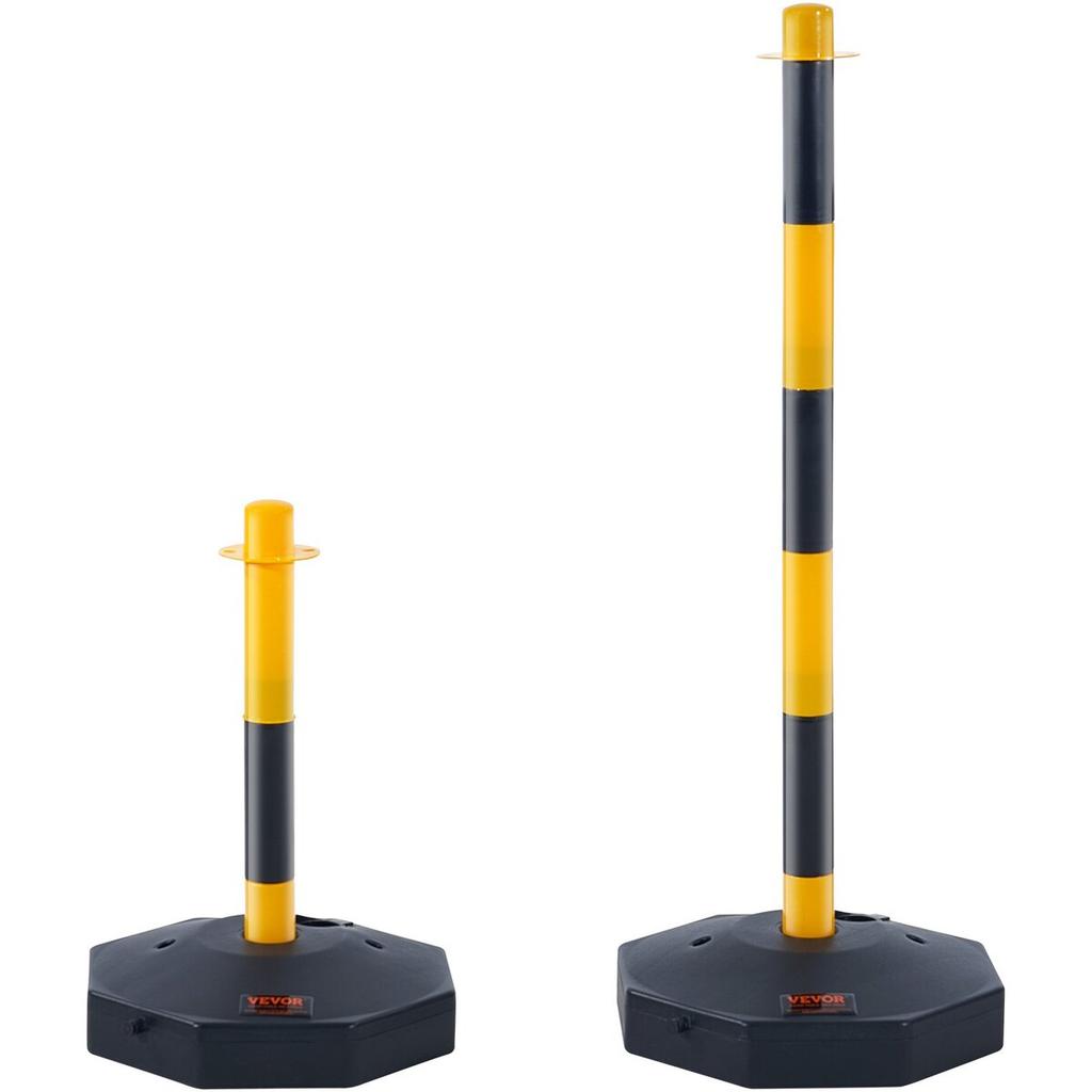 Adjustable Traffic Delineator Post Cones, 4 Pack, Traffic Safety Delineator Barrier with Fillable Base 8FT Chain, for Traffic Control Warning Parking