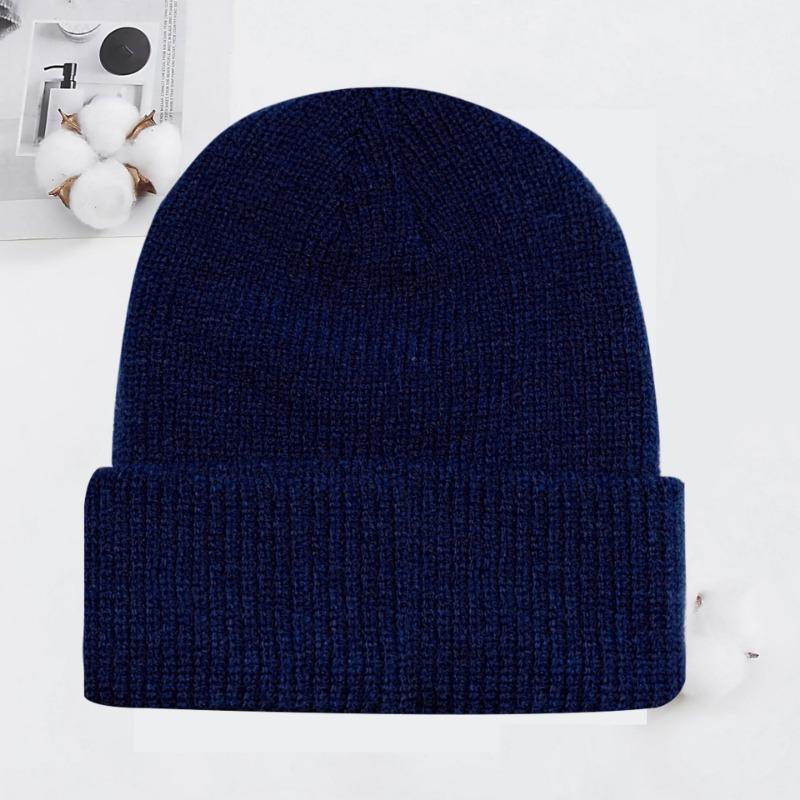 Winter knitted hat embroidered wool hat warm men's and women's simple fashion acrylic pullover hat