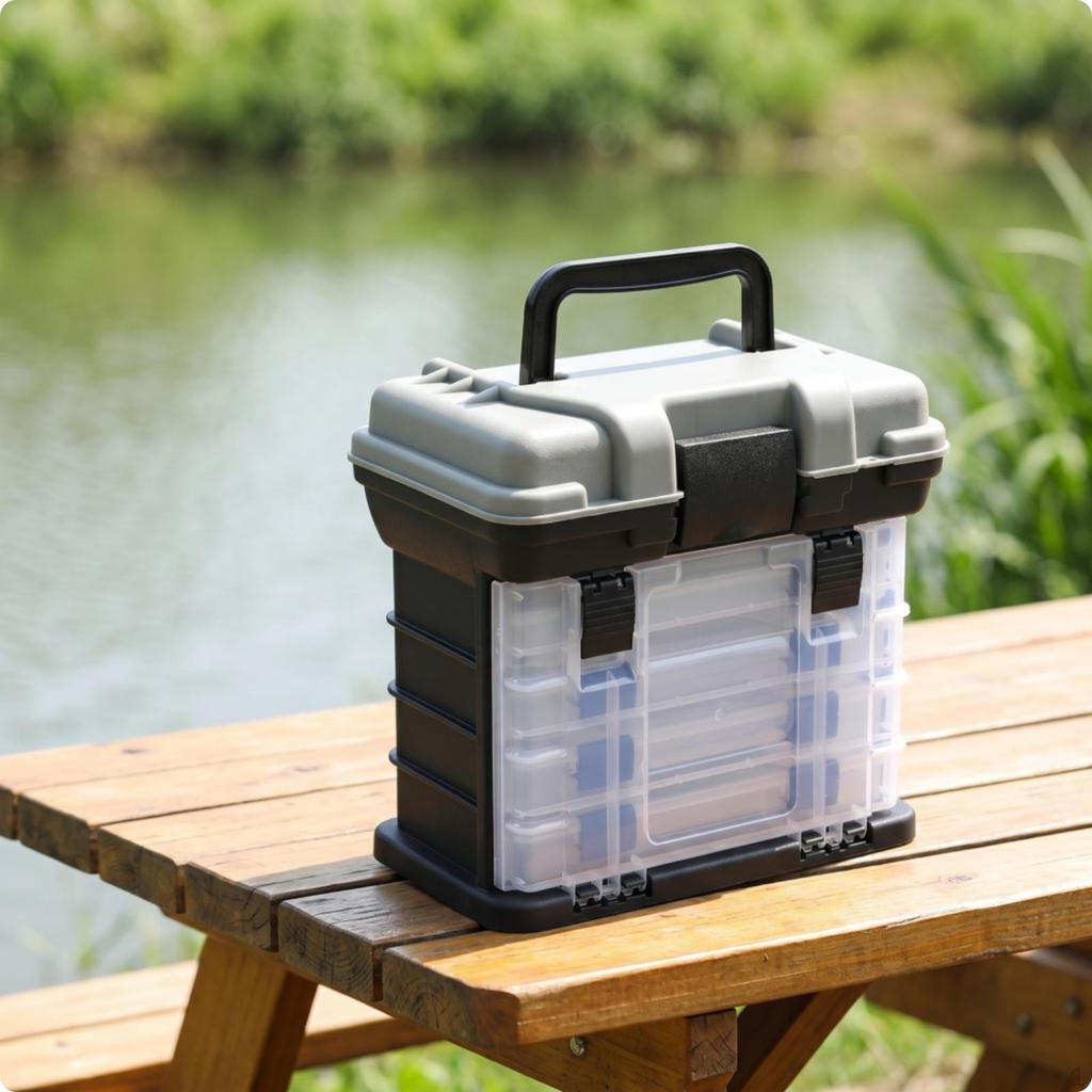 MultiCompartment Tackle Box Stacked Compartments Fishing Transparent Drawers Portable