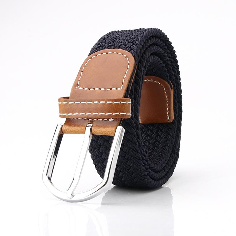 Elastic woven women's canvas belt, casual pin buckle women's belt, men's elastic belt