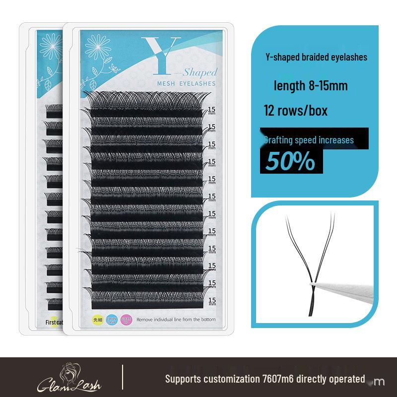 

12-Row YY Eyelash Extensions - Natural, Soft, Durable, 0.07YY, C Curl 0.07mm D Curl