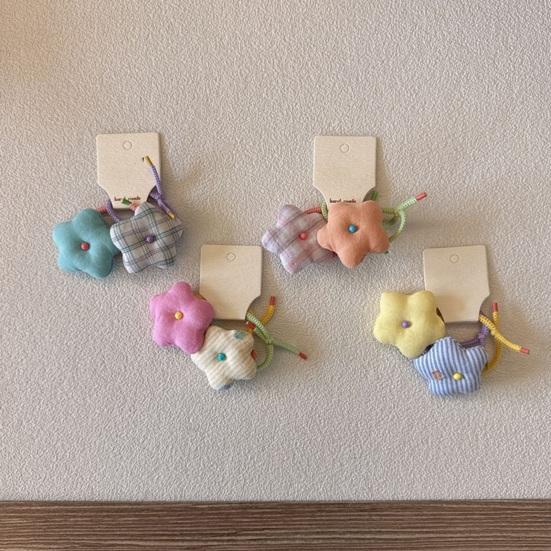 1 Pair Girl Hair Ties High Elasticity Soft Cotton Filled Texture Star Decor Hair Ropes Damage Free Hair Styling Tool Hair Accessories