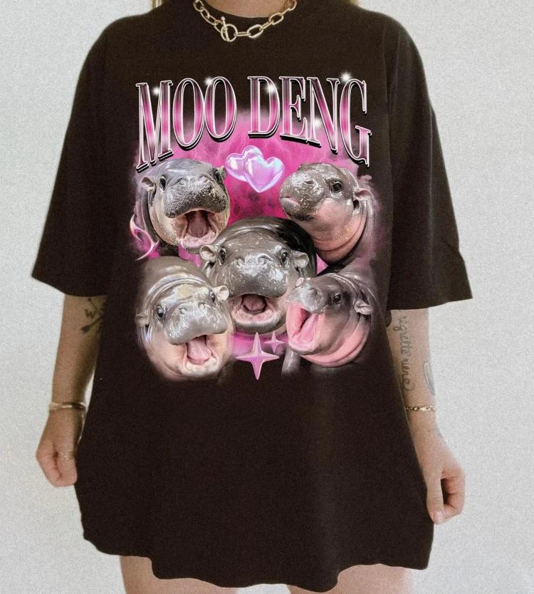 I Love Moo Deng Shirt, Moo Deng Bootleg Rap Tee Hippo Lover Shirt, Baby Hippo 2XL