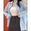 Korean Style Blue Casual Loose-Fit Long Sleeve Shirt Jacket for Women - Spring/Summer Sun Protection