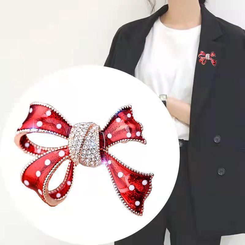 Korean Alloy Bow Brooch: Elegant Adult Clothing Pin for Evening Dresses