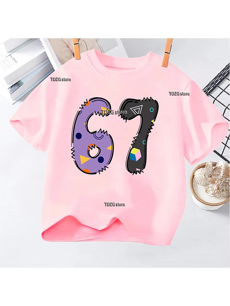 Kids Number 67 Graphic TShirt Soft Cotton Crew Neck Cute  Cool Birthday Wear for Boys  Girlsdf0066
