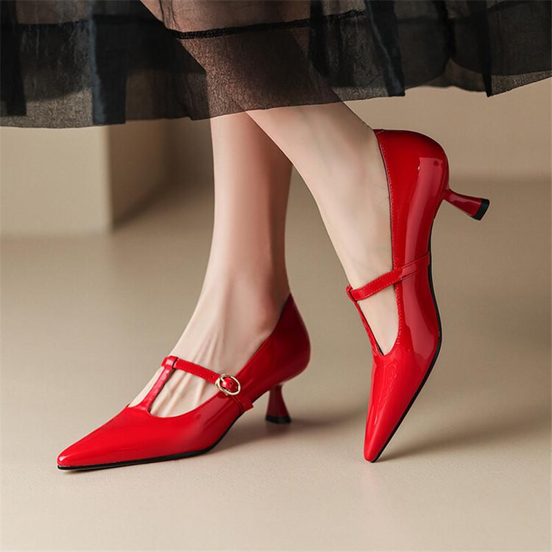 Fashion 2024 Spring Summer Patent Leather Women Shoes Pointed Toe Shallow Women Pumps Mary Jane Shoes for Women High Heels Large Size