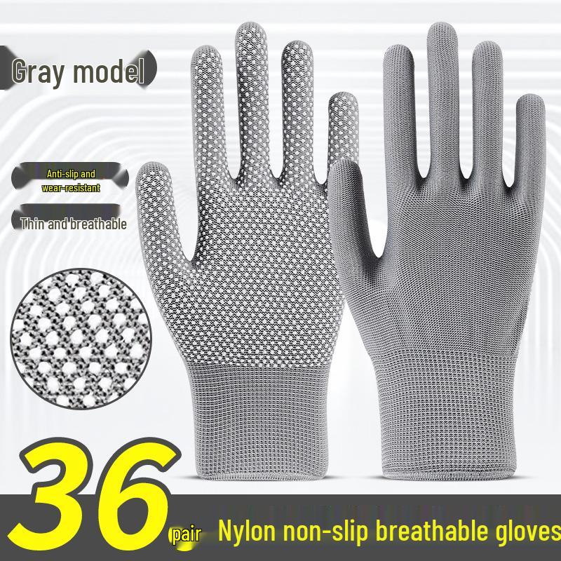 Breathable Non-Slip Nylon Summer Work Gloves - Unisex, Wear-Resistant, Sunscreen