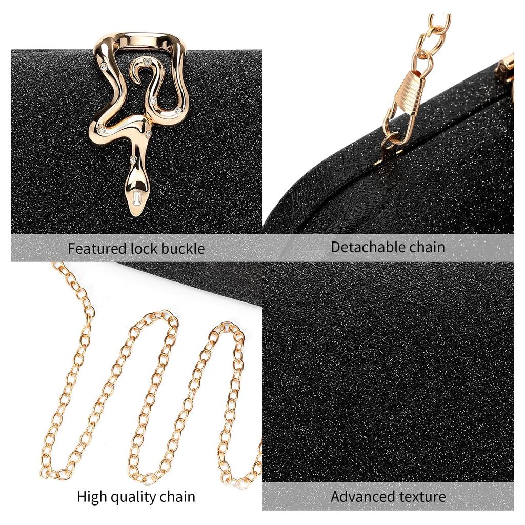 RNIEGA Women's Glitter Clutch Bag, Party Bag, Wedding Handbag, Perfect for Receptions and Weddings