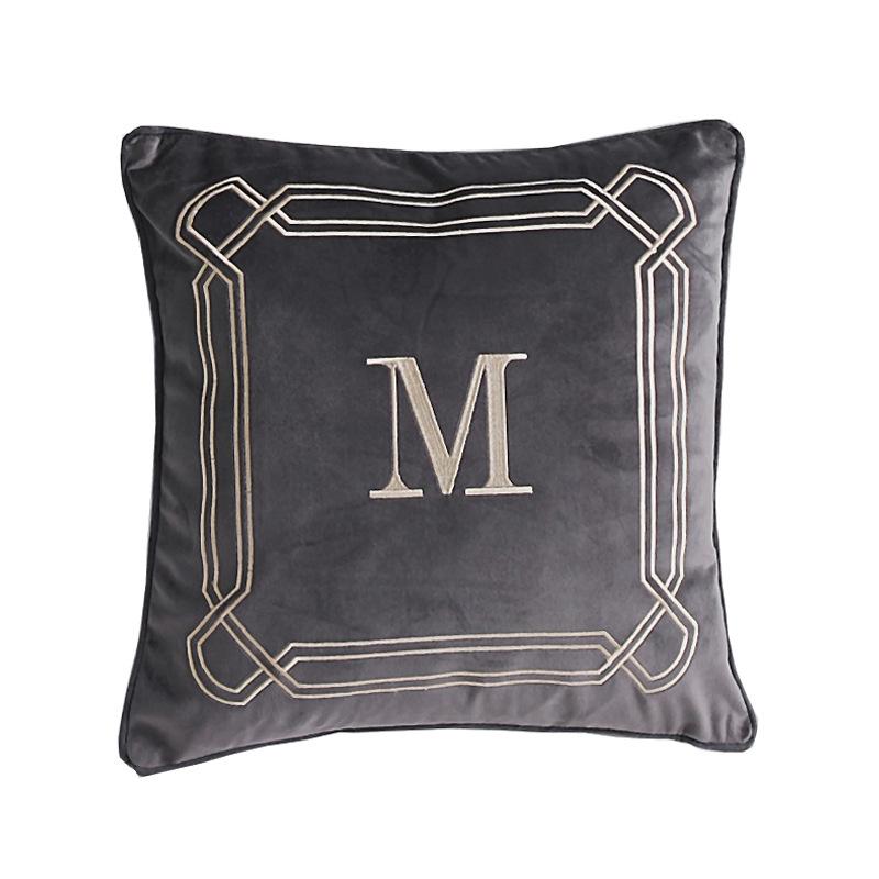 

45x45cm Vintage M Letter Embroidery Home Living Room Sofa Cushion Cover Decoration Throw Pillowcase 45x45cm сірий