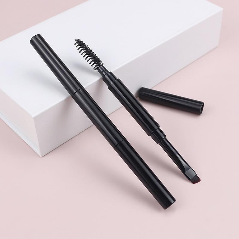 

Портативная двойная кисть для бровей, спиральная кисть, кисть для подводки глаз с крышкой, кисть для макияжа, инструмент для наращивания бровей OPP чёрный