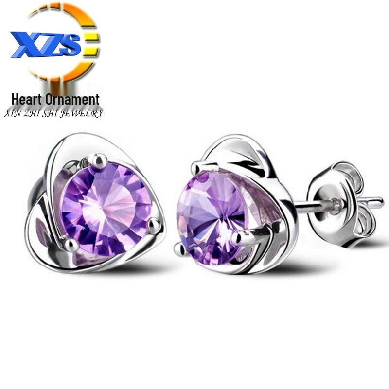 

Серьги-пусеты со стразами в корейском стиле Copper фиолетовый/алмаз