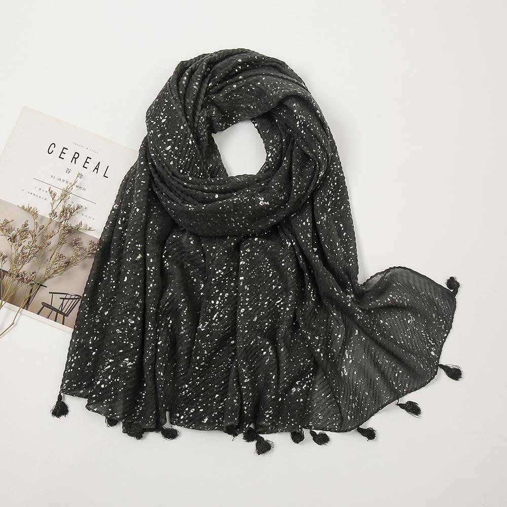 Shimmer Glitter Muslim Hijab Scarves Cotton Scarf For Women Big Size Long Shawls Stoles Wraps Islamic Turban Headscarf 190*85cm