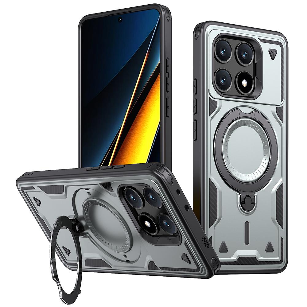 For Xiaomi Poco X6 Pro 5G/Redmi K70E 5G Case Compatible with MagSafe Military Protection PC+TPU Kickstand Phone Cover