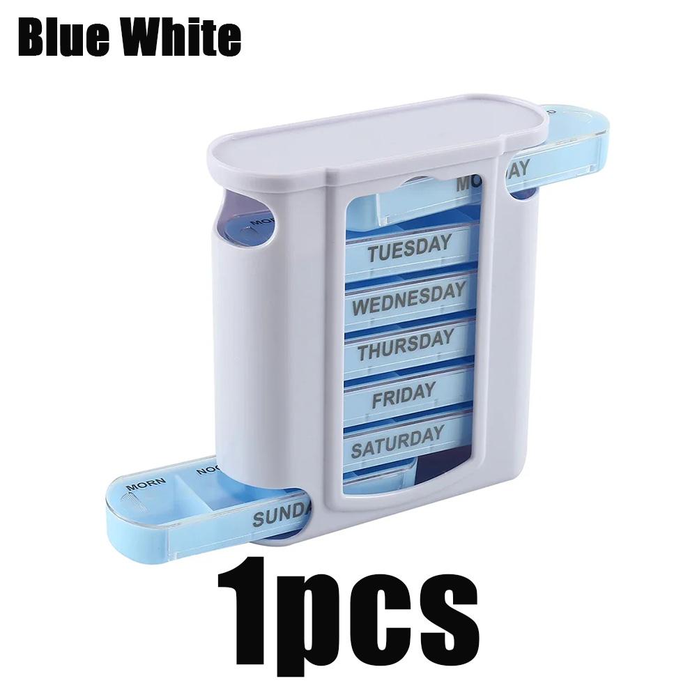 

1pcs Portable Travel Pill Box 7 Days Transparent Color Pill Dispenser Boxs 28 Grid Travel Vitamin Drugs Fish Oil Storage Box