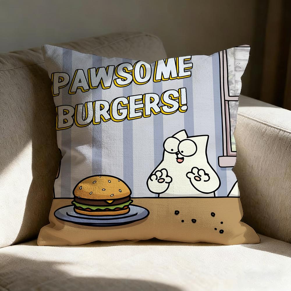 S-simon's Cute Cat Pillow Case Pillowcase, Double-sided Printed, Sofa Cushion, Bedroom Headboard Pillow