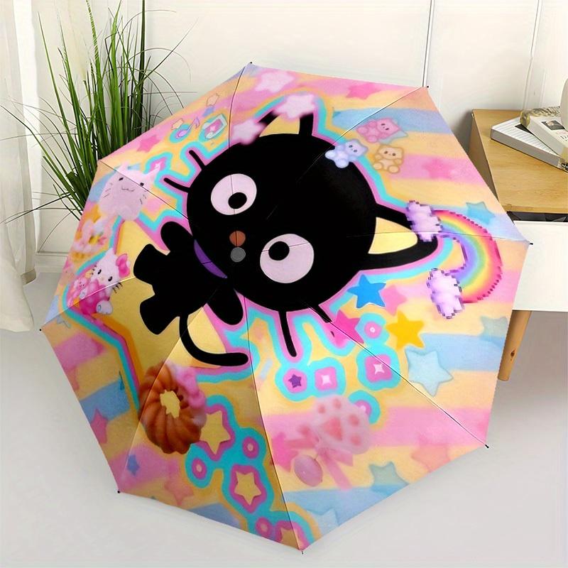 1 Stück Kawaii Katze Automatisches Öffnen/Schließen Faltbarer Regenschirm, Kompakter Tragbarer Reise-Regenschirm, Perfekt für Geburtstag/Weihnachten, Niedlicher Regenschirm, Langlebig C