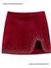 European & American Style Elegant Velvet High-Waisted Mini Skirt for Women - Autumn/Winter 2026 Collection