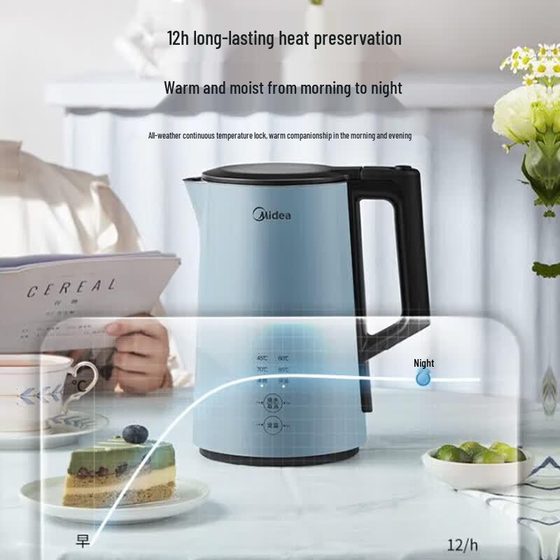 Midea 1.5L Double-Layer Anti-Scald Electric Kettle CN plug (adapter included)