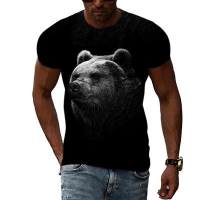 Moda de Verano Animal Oso Gráfico Camisetas Para Hombre Casual Estampado 3D Camiseta Hip Hop Harajuku Personalidad Cuello Redondo Manga Corta Top