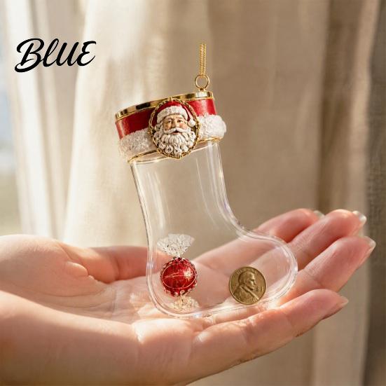 Plush Glitter Stocking Ornaments Fillable Christmas Acrylic Ornament Transparent Candy Filled Tree Coin Socks Hanging Decor Santa Snowman
