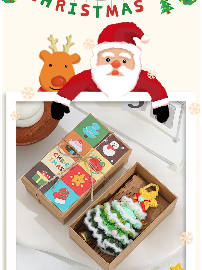 Cross-border Plush & Yarn Crochet Christmas Ornaments, Small Tree Decor & Car Pendants