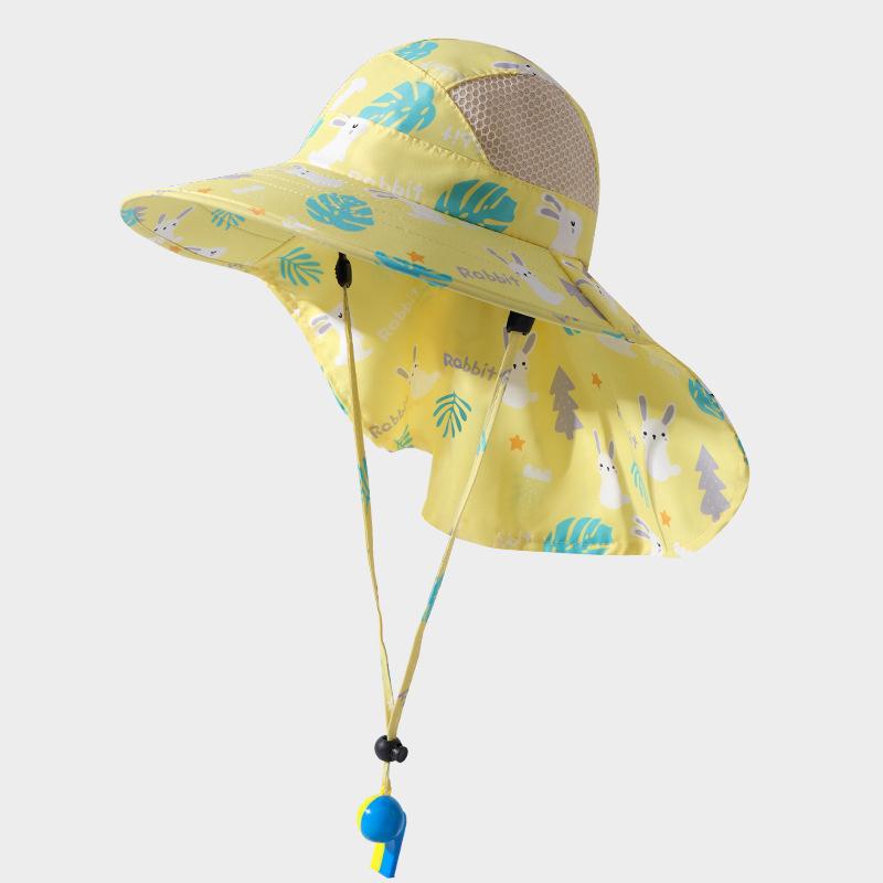 Baby Sun Hat With Neck Flap For Kids For Outdoor With Neck Protection Wide Brim For 2-9 Years With A Whistle
