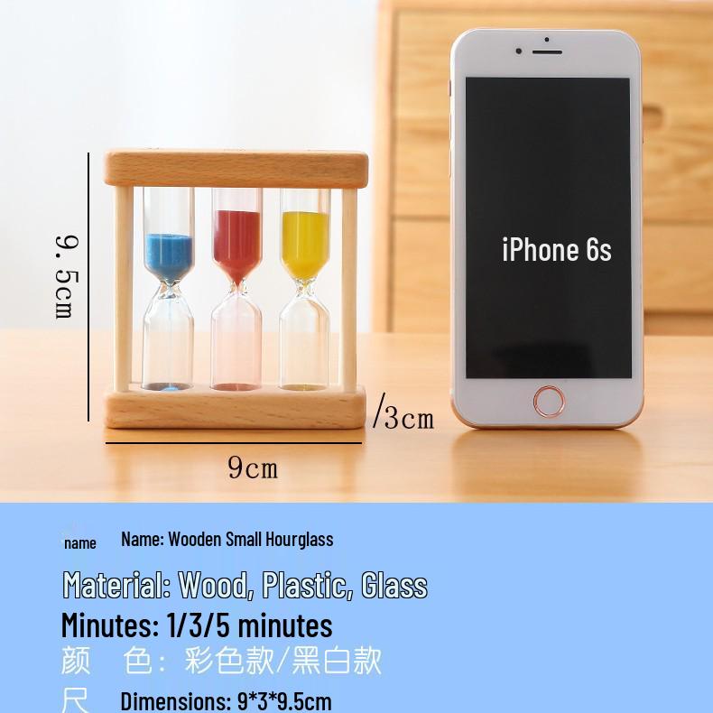 

Wooden Children s Toothbrushing Timer: 1/3/5/30-Minute Drop-Proof Hourglass Ornament Blue Red Yellow 1+3+5 minutes