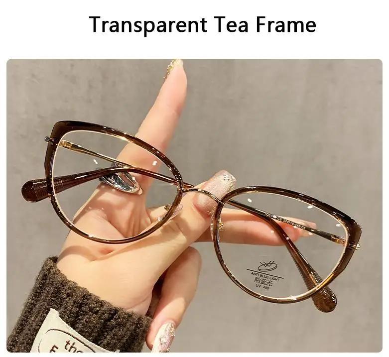 Luxury Women'S Cat Eye Anti-Blue Light Reading Glasses Europe-America Fashion Daily Use Korean Style Glasses