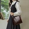 Retro PU Leather Handbags for Women Flower Decor Women's Shoulder Bag Leather Tote Bag