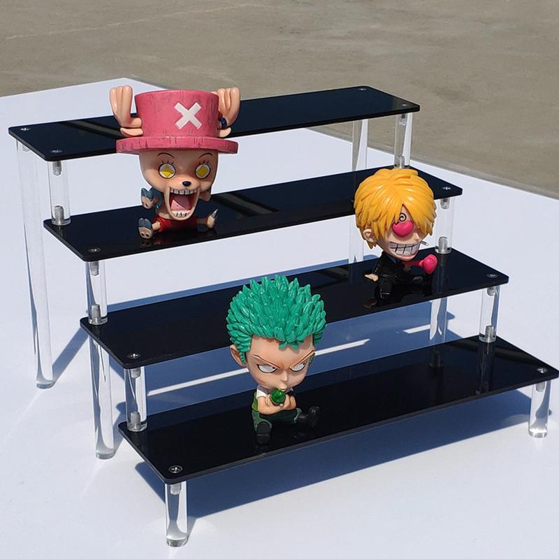 1-3-stöckiger Acryl-Displayständer Mini-Puppen-Aufbewahrungsregal Modellfiguren-Displayständer Transparente Leiter Make-up-Organisation Regal