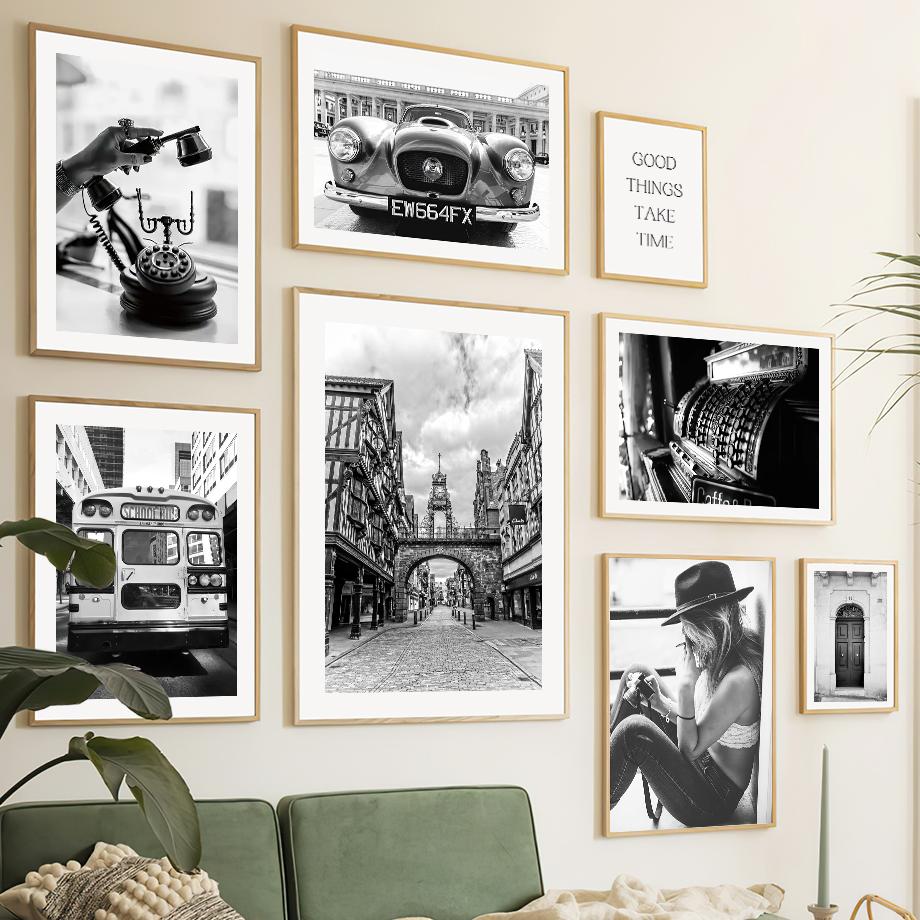 

Black White London Bus Vintage Classic Car Wall Art Canvas Painting Posters And Prints Home Decor Pictures Living Room Bedroom