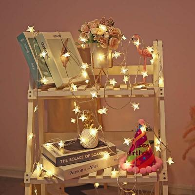Pentagram LED Fairy String Lights - Battery-Powered Star Lights for Christmas & Room Decoration