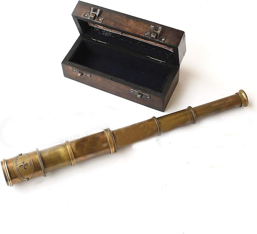 Marine Nautical Antique Vintage Solid Brass Pirate Working Engraved Telescope, Nautical Spy Glass, for Husband