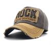 Men'S And Women'S Edged Old Baseball Caps, Washed Cotton Caps, Rock Letter Embroidered Sun Hats
