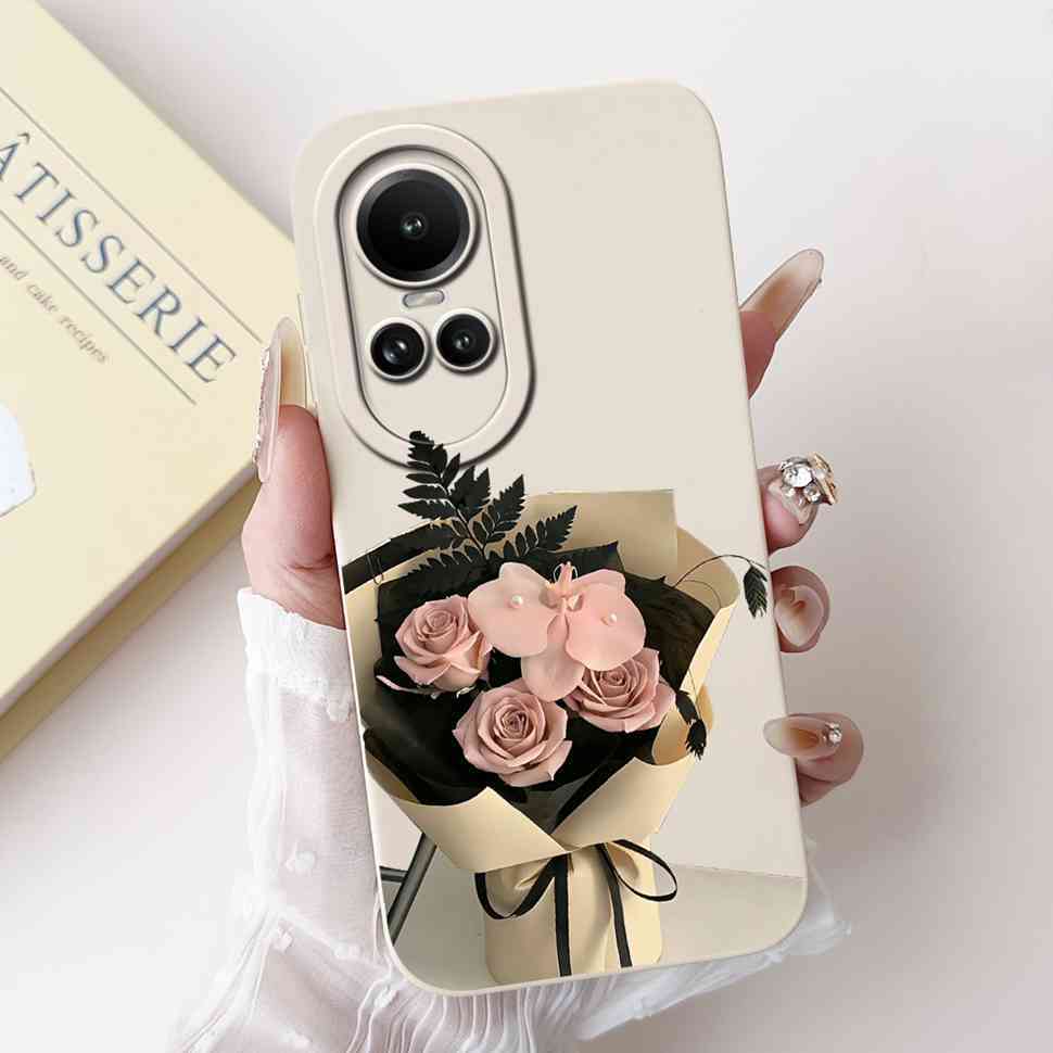 For Oppo Reno10 5G CPH2531 Case Luxurious Rose Cute Rabbit Soft Silicone Cover For Reno10 Pro 5G CPH2525 6.7" Global Phone Shell
